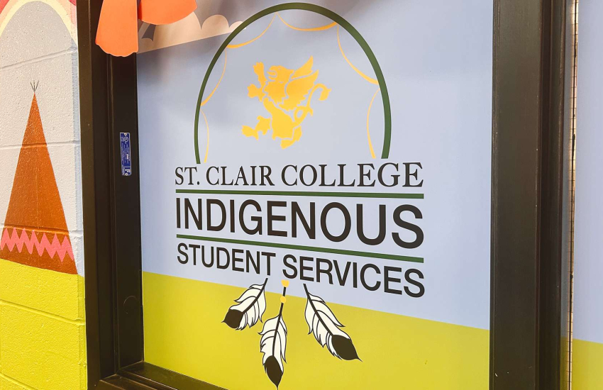 Indigenous Student Services logo outside the Indigenous Student Centre