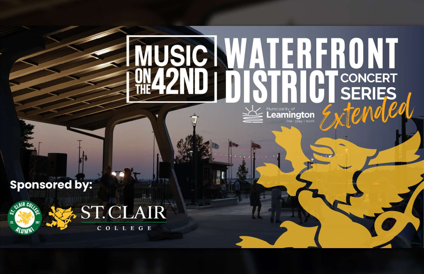 Graphic showcasing the extended Leamington Waterfront Market Plaza Concert Series