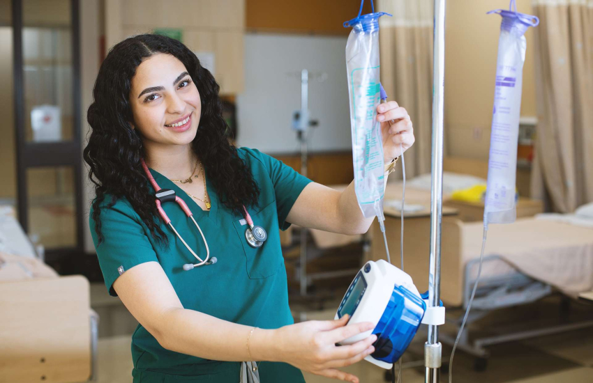 A Practical Nursing student in the lab