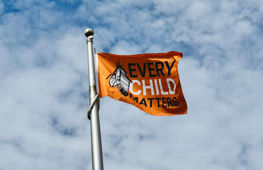 The Every Child Matters flag flies high over St. Clair College's Chatham Campus