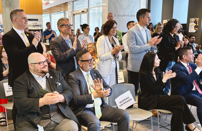 Members of St. Clair College's Senior Leadership and Research and Innovation teams at the OVIN RTDS