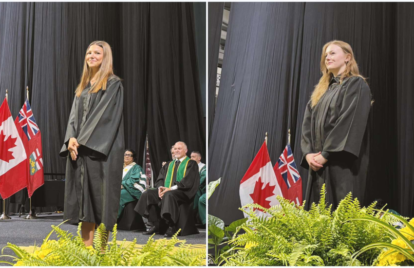 Graduates Darrelle Vaughn and Mckinley Lenehan receive the President's Medal and Student Leadership Medal respectively