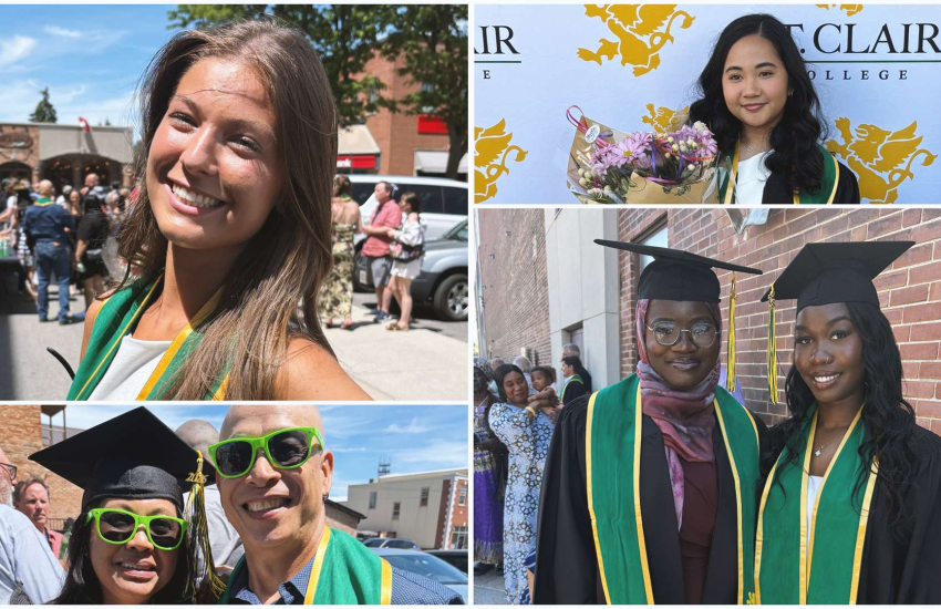 A collage of graduates and their families celebrating