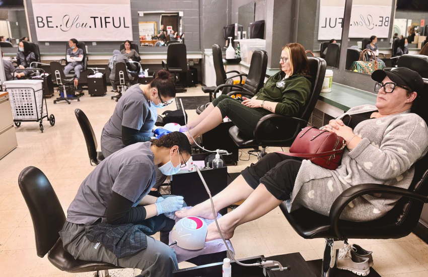 Windsor Regional Hospital employees receive a complimentary pedicure during the Workplace Wellness Program at St. Clair College's Student Spa