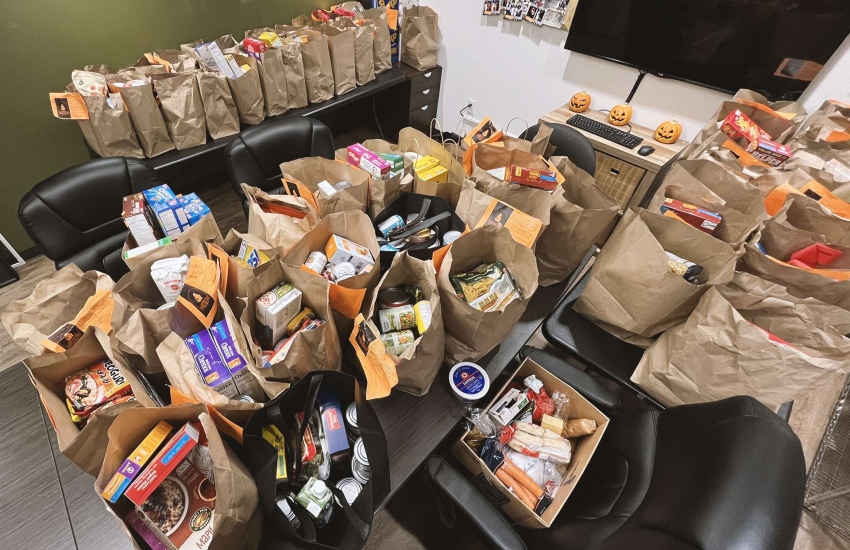 Bags filled with non-perishable goods