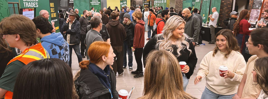 The cafeteria at St. Clair College filled with people