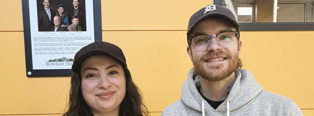 Sarah Al-Nazzal and Jack Ryan, students in St. Clair College's School of Health Sciences, are helping organize fundraising for Hats on for Healthcare