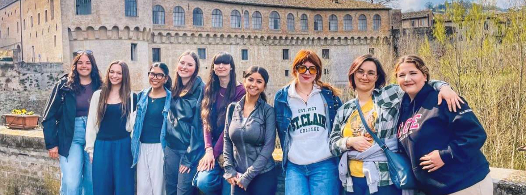 Students from the Early Childhood Education program at St. Clair College arrive in Urbania, Italy