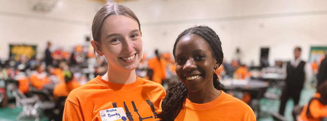 Grade 11 students Alena Bondy and Zuriel Joy Boachie from St. Thomas of Villanova at the third annual Jill of All Trades at St. Clair College
