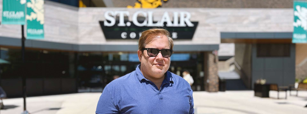 Scott D'Amore stands out front of the Main Windsor Campus of St. Clair College