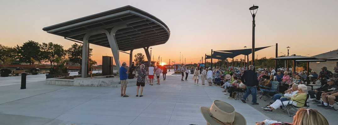 Guests enjoy free live music at the Leamington Waterfront Market Plaza Concert Series