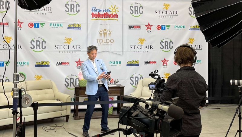 Bob Bellacicco taping the Easter Seals telethon.