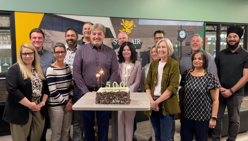 St. Clair College’s Board of Governors held its 500th meeting Tuesday night. The Board, which is responsible for setting College policies and contributing to its Strategic Directions, is comprised of 17 members, including 12 appointed from the community, the College President and an additional four members who are elected from the College’s student, faculty, support and administrative groups. The 2021-2022 Board is photographed with a celebratory cake prior to its meeting Tuesday night.