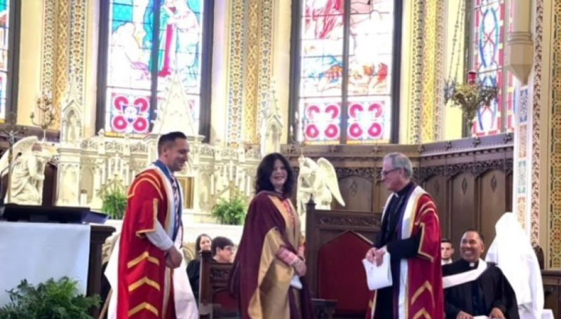 St. Clair College President Patti France received an honorary Doctor of Laws degree Saturday from Assumption University for outstanding contributions to higher education in Windsor-Essex.