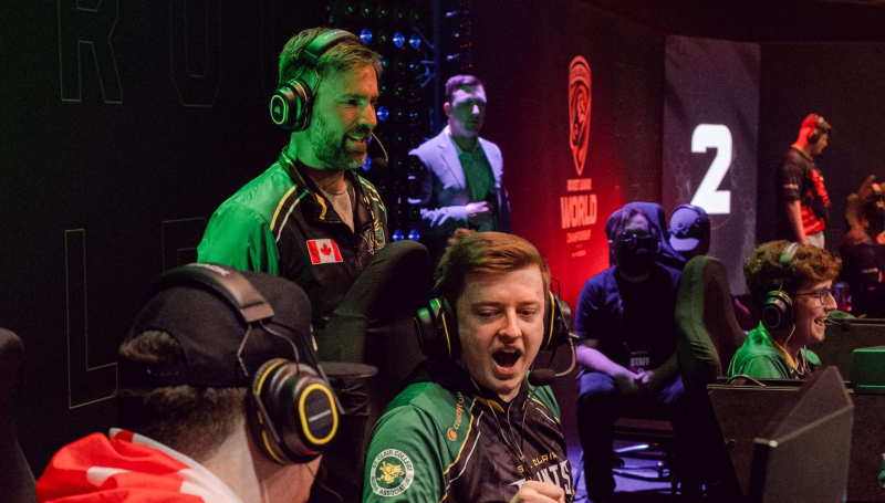 Rocket League team during a match.