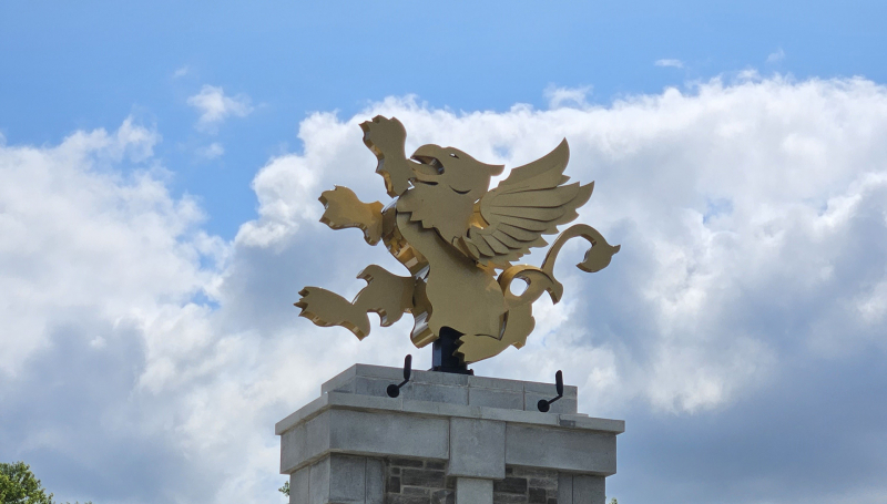 Griffin sculpture on pillar