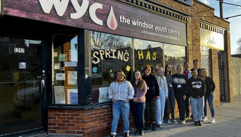 People outside the windsor youth centre