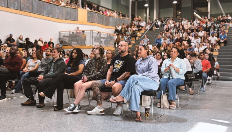 Crowd of students in SLC