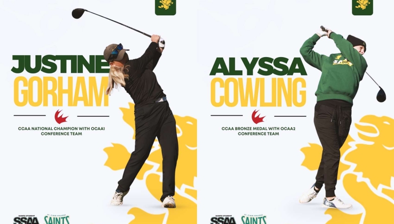 Justine Gorham and Alyssa Cowling CCAA national championship posters