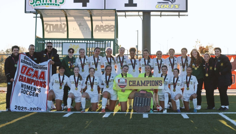 The Saints women's soccer team is crowned the OCAA champs