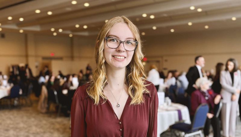 Sarah Wilkins, a St. Clair College graduate at the 26th annual Athena Luncheon