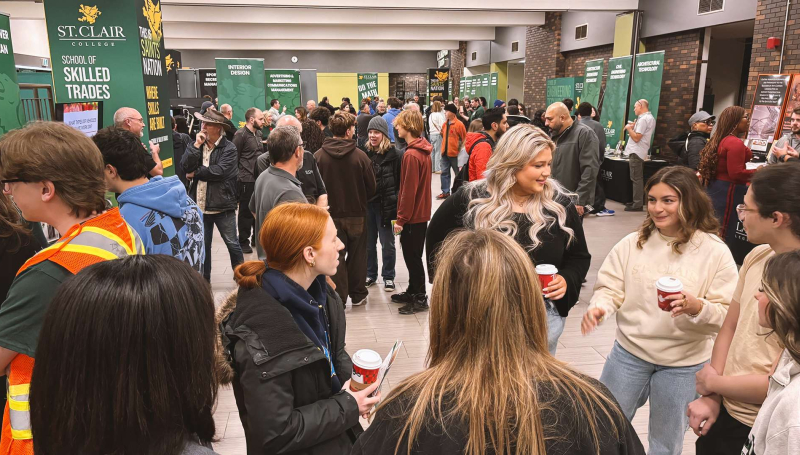 The cafeteria at St. Clair College filled with people