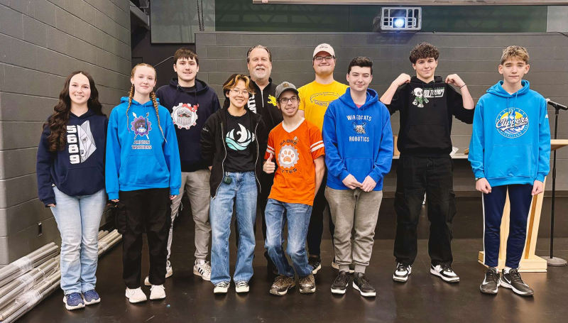 Student representatives from 10 FIRST Robotics teams