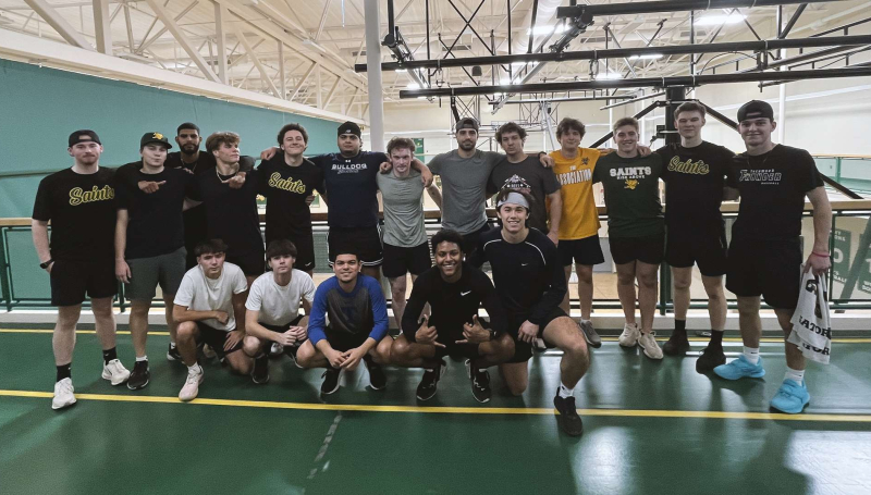 The Saints Men's Baseball team at an early morning working