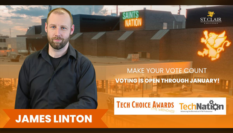 St. Clair College Biomedical Engineering Technology program professor and coordinator James Linton is up for TechNation's Tech Choice Awards.