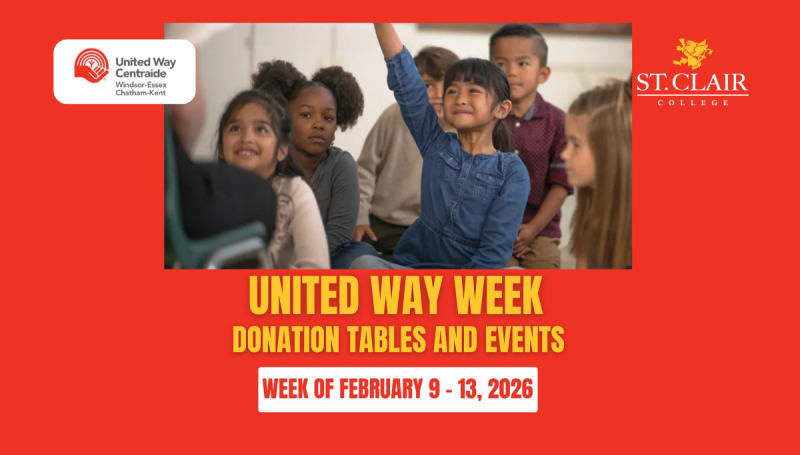 Poster for United Way Week at St. Clair College.