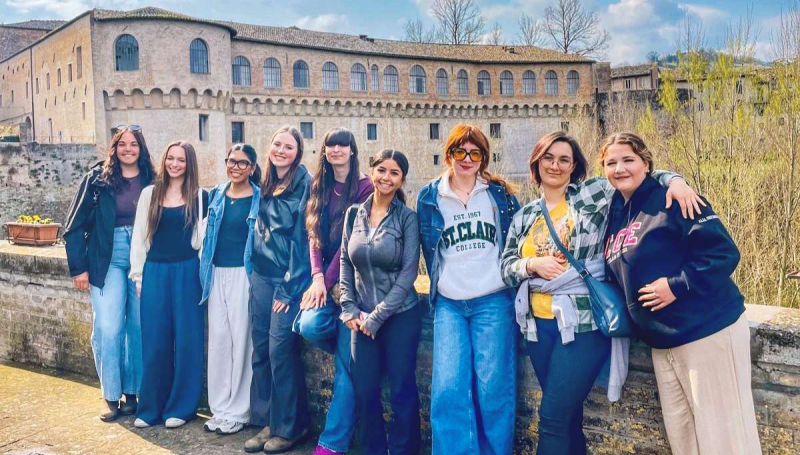 Students from the Early Childhood Education program at St. Clair College arrive in Urbania, Italy