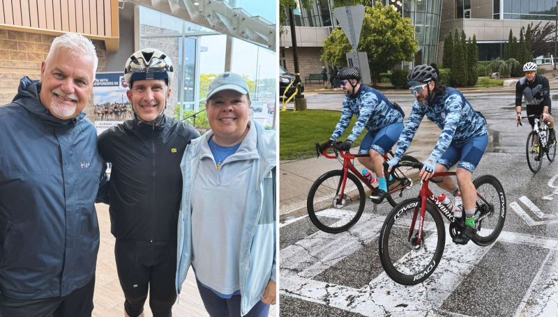 Windsor Police Chief Jason Crowley, OPP Commissioner Thomas Carrique and Shelley Atkinson at the Tour De Force at St. Clair College
