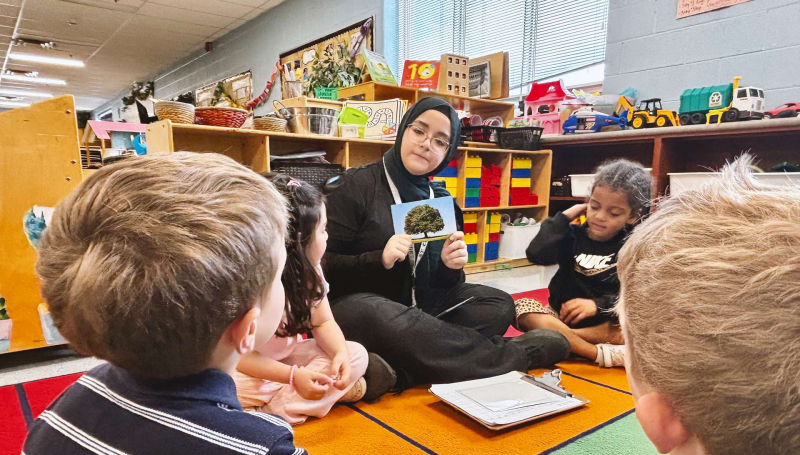 St. Clair College Early Childhood Education students interact and instruct kindergarten students
