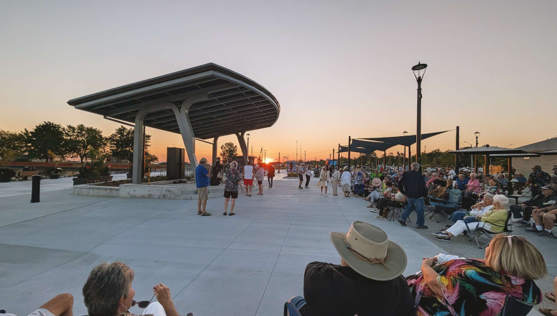 Guests enjoy free live music at the Leamington Waterfront Market Plaza Concert Series