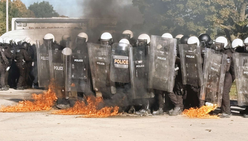 People in riot gear