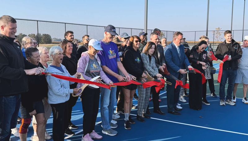 Officials cut the ribbon to mark the end of the second phase of construction at the St. Clair College Community Park