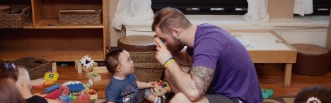 ECE student playing with child