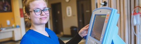 Student with machine