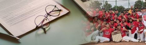 Graphic of clipboard and baseball team