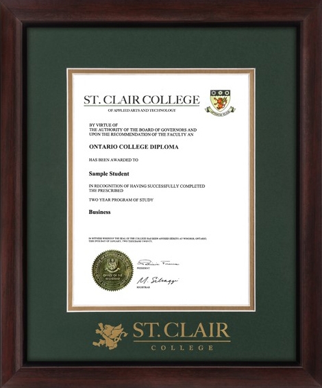 Brentwood framed diploma.