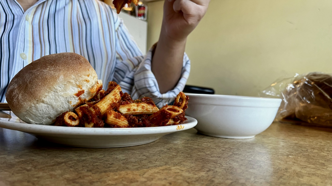 Bread, pasta and bowl