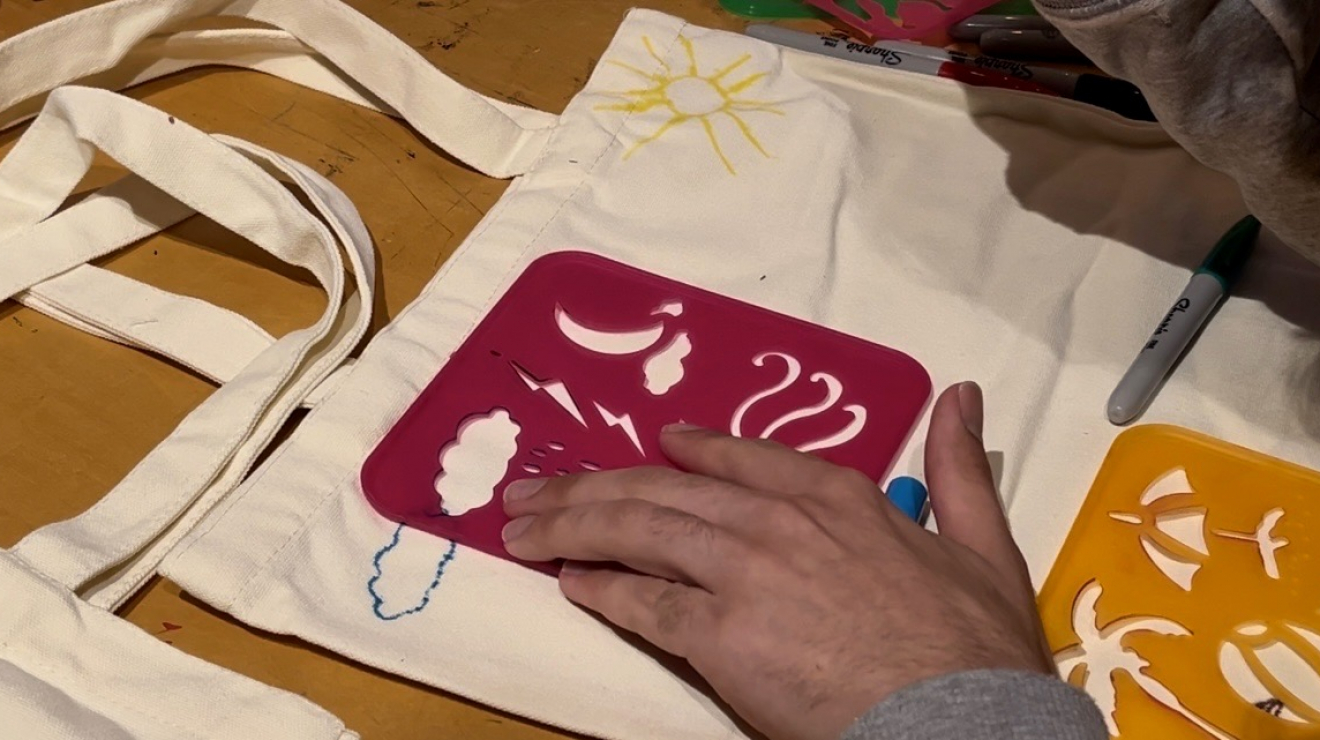 Stenciling a bag