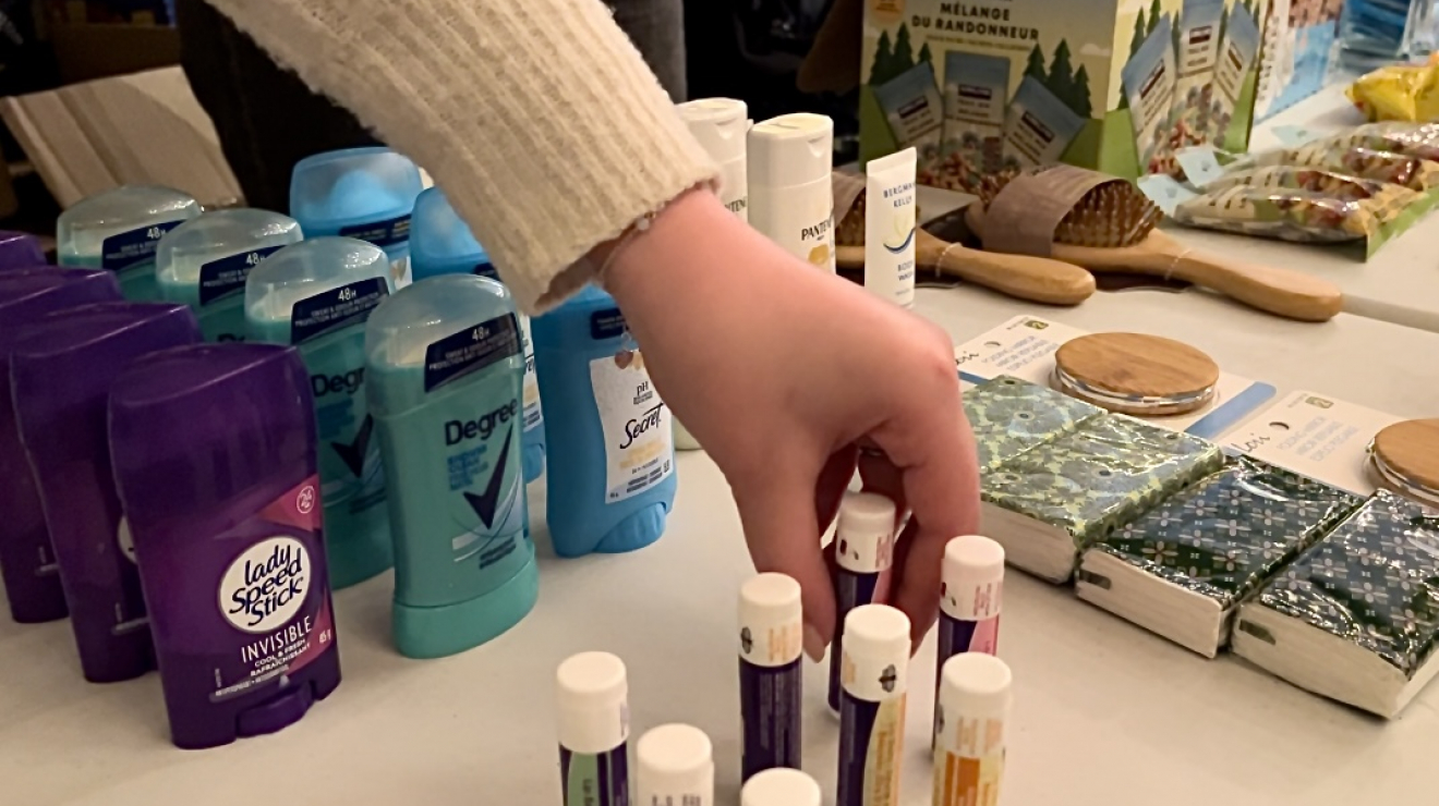 Setting down hygiene products